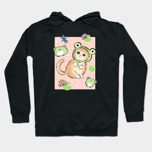 Cat in Hilarious Frog Costume Joins Kawaii Toads for a Retro 90s Cottagecore Adventure Hoodie